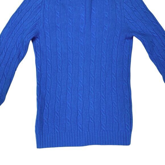 J. Crew Sweater Womens M Blue Cable Knit V Neck Wool Cashmere Preppy Winter Wear - Picture 6 of 13